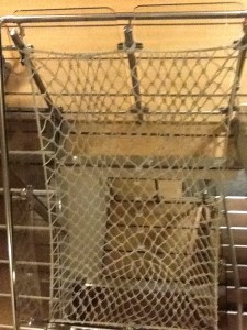 Here is the netting in the stairwell in case someone falls over the railing in high seas.  We are not looking forward to the Drake Passage again.